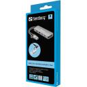 Sandberg USB centrmezgls 136-64, 2xUSB-A, 2xUSB-C, 5Gbit/s, alumīnijs, USB 3.0, 4 porti
