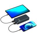 Port Connect Power Bank akumulators 907002, 20000 mAh, 5 V, 2.1 A, 2x USB A, 1x USB C, LCD displejs
