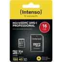Intenso m&auml;lukaart microSDHC 3433470 16 GB, lugemiskiirus 100 MB/s, kirjutamiskiirus 45 MB/s, UHS 3, V30, adapter
