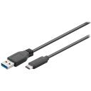Goobay Sinhronizācijas un uzlādes ātrums 73141, 3 m, 15 W, USB-C, USB 3.0 A tipa (vīrie&scaron;u), melns