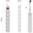 Emos Удлинитель P1625R, 5м, 6x2P+PE, выключатель, ПВХ, 3680Вт, защита от детей