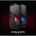 Axagon SSD korpus EEM2-GAM M.2 NVMe/SATA USB-C 10Gbps, must, 130 x 55 x 13 mm, 0.5 m kaabel