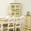 Vitrīnas skapis SAMIRA 85,5x39,5/31xH189,5cm, antīki balta/dabisks 13719 Allit