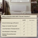 Paneļveida sildītājs ar 1500 W jaudu un WiFi vadību telpām līdz 18–22 m² IPX4 balts PA1500WIFI4 Mill