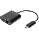 Digitus USB-Type-C Gigabit Ethernet adapteris DN-3027, 1 Gbps, USB-C ports, strāvas piegāde