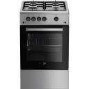 Beko Gāzes plīts FSG52020FX, 50cm, 60l, 4 riņķi, mehāniska vadība, gāzes cepe&scaron;krāsns, aizdedzinātājs, aizsardzība pret gāzi