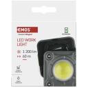 Emos COB LED перезаряжаемая рабочая лампа P4543, 1200 лм, 2000 мАч, 3 режима освещения, IP44, USB-C кабель