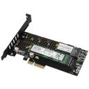 Axagon SSD adapter PCEM2-DC PCIe 3.0, 2x M.2, 8GBps, must, 140 x 68 x 17 mm, 2 soojapadi, ventilaator