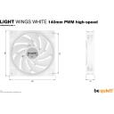 Be Quiet Kompiuterio korpuso ventiliatorius LIGHT WINGS WHITE BL103, 140mm, 2200RPM, 121.82m&sup3;/h, 31dB, 20 LED, 3 ventiliatoriai