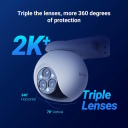 Ezviz H80 CS-H80f Āra 3×4MP Pan & Tilt 360° Gudrā Wi-Fi Kamera MicroSD / Nakts Redzamība Balts