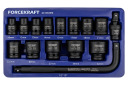 Impact Socket Set, FORCEKRAFT, FK-4159MPB, 1/2" (6-point), 10-32 mm, 15 pcs