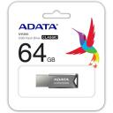 Adata USB флеш-накопитель AUV250-64G-RBK, 64 ГБ, серебристый, 1 упаковка, совместим с Windows, Mac, Linux