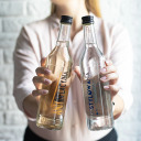 Butelka 0,5 L ar vāciņu un apdruku Destylowana - 4 gab. BROWIN 631423, 500 ml, stikls