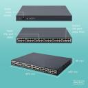 Digitus PoE inžektors DN-95117, 370 W, 24 x RJ-45, AC 100-240 V, 19" - 1U, melns