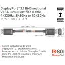 Club3D кабель DisplayPort CAC-1091 1.2м, 2.1, 80 Гбит/с, 4320p, 360 Гц, 10328 x 7760, прямой разъем, сертифицирован VESA