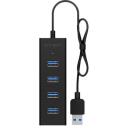 Raidsonic USB centrmezgls IB-HUB1409-U3, 4x USB 3.0, melns, USB baro&scaron;ana, LED indikators
