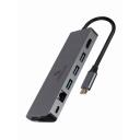 Gembird USB-C į HDMI/USB 5-in-1 adapteris A-CM-COMBO5-05, 1 HDMI, 1 RJ45, 3 USB 3.1, 1 kortelių skaitytuvas