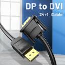 Vention Видео кабель DP на DVI 1м HAFBH, 5.2мм, черный, 1080p, 60Гц, 3D, Plug and Play, алюминиевая фольга, медь