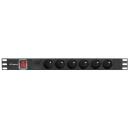 Lanberg Pikendus PDU-06E-0200-BK, 2m, 6x230V, 16A, 4000W, automaatne kaitse, alumiinium, must