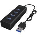 Raidsonic USB centrmezgls IB-HUB1409-U3, 4x USB 3.0, melns, USB baro&scaron;ana, LED indikators