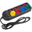 Maclean pagarinātājs MCE229B, 1.5m, 250V, 10A, 4 muciņas, 2xUSB, melns, slēdzis