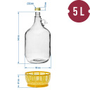 5 L Lady demijohn su krep&scaron;iu, užsukamu dangteliu, kam&scaron;čiu ir &scaron;oniniu oro užraktu BROWIN 640416, 5.0 L, plastikas