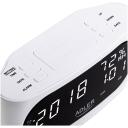 Adler LED kell termomeetriga AD 1186w, 9V, 230V, 50Hz, LED, valge, must, &auml;ratuskell, temperatuurin&auml;idik, niiskuse n&auml;idik