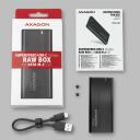 Axagon SSD korpusas EEM2-SBC M.2 SATA, 10Gb/s, USB-C 3.2 Gen 2, juodas, be varžtų, 42/60/80 mm