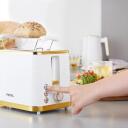Petra Tosteris PT5032WVDE, 930W, balta, zelta, elektroniskā vadība, atkausē&scaron;ana, izņemama drupaču paplāte, atkārtota sildī&scaron;ana