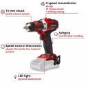 Bezvadu urbis TE-CD 18/40 Li-Solo, EINHELL, 4513925, 2 ātrumi, 40 Nm griezes moments, ergonomisks dizains
