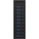 Raidsonic USB centrmezgls IB-AC6110, 10x USB 3.0, AC 120/230 V, melns, alumīnija korpuss, Plug & Play