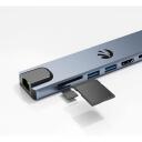 Hawk USB centrmezgls HW-HUB801, 8 porti, 4K HDMI, 2xUSB-A 5Gb/s, Gigabit Ethernet 1000Mb/s, 100W Power Delivery