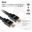Club3D HDMI кабель CAC-2313 10м, 4K60Hz, 18 Gbit/s, 2.0, 3D, прямой разъем, золотые контакты