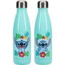 Paladone Ūdens Pudeli PP10960LS, 460ml, nerūsējo&scaron;ais tērauds, zils/tropisks Stitch dizains, oficiāli licencēts Disney produkts