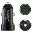 Mediarange Auto laadija MRMA120 20W, 12-24V, 1x USB-A, 1x USB-C, Kiire laadimine, Must alumiinium
