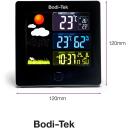 Bodi-Tek Meteoroloģiskā stacija BT-HGWS-EU/1,2, 60m, 0-50&deg;C, -19,9-59,9&deg;C, 20-95% RH, krāsains displejs, modinātājs