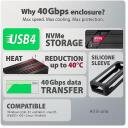 Axagon EEM2-40G USB-C 40 Gb/s M.2 NVMe SSD korpus, EEM2-40G, 40 Gb/s, alumiinium, passiivne jahutus, USB-C kaabel