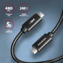 Axagon USB-C į USB-C kabelis BUCM2-CM20AB 2m 240W 5A juodas, pintas