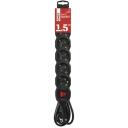 Emos Pikendus PC1621R, 1,5m, 6x2P+PE, 3680W, PVC, l&uuml;litiga, laste kaitse