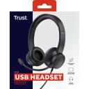Trust k&otilde;rvaklapid 25088 20 - 20000 Hz, 40 mm, neod&uuml;&uuml;mi magnet, USB, must, binauraalne, peapael