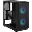 Fractal Design Arvutikorpus Focus 2 RGB FD-C-FOC2A-03, 2xUSB 3.0, 6x2.5'', 2x3.5'', must, klaass k&uuml;lgpaneel, RGB valgustus