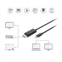 Digitus video adapteris kabelis 2 m AK-300334-020-S, 24 pin USB-C, 20 pin DisplayPort, 8K30Hz, 4K144Hz, MST, bi-direkc.
