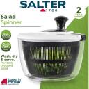 Salter Salātu Vērpējs BW12003EU7, 3,5l, Plastmasa, Balta, Neslīdo&scaron;a virsma, Lieto&scaron;ana ar vienu roku