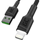 Green Cell USB-A Apple Lightning kaabel KABGC12, 200 cm, 480 Mbit/s, 2.4A kiire laadimine, LED valgustus