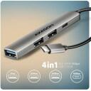 Axagon USB хаб HUE-STC 4 порта, 1&times; USB-C 480Mbps, 1&times; USB-A 5Gbps, 2&times; USB-A 480Mbps, кабель 12 см