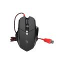 A4Tech optiskā pele V7m A4TMYS43940, 3200DPI, 8 pogas, 1.8m vads, USB, 1000Hz, sarkana apgaismojums, spēļu pielietojums