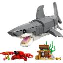 Lego Rotaļlieta 3 IN 1 31381 Negantā haizivs ar dārgumu lādi, 379 detaļas, 8 cm augsta, 26 cm gara, 11 cm plata