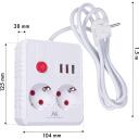 Maclean pagarinātājs MCE387 W, 2500W, 1.5m, 2x F, 3x USB A, balts, slēdzis, dro&scaron;ības aizsargs