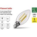 Emos LED lemputė Filament Candle ZF3A43, 3,8 W, 806 lm, E14, 230 V, 50 000 valandų, neutrali balta, A klasė