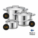 Nerūsējo&scaron;ā tērauda katls, FISKARS, 1064751, 18 cm, 3 l, ar vāku